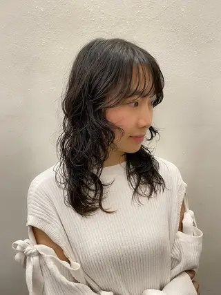 セミロング カラー 似合わせレイヤー/ パーマヘア/高倉のヘアスタイル