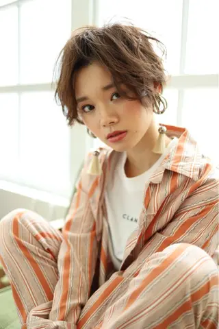ショート カラー パーマ ヘアアレンジ 【白髪ぼかし 専門GBG】自由が丘のヘアスタイル