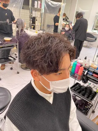 セミロング パーマ ヘアアレンジ メンズ メンズ特化 水口湧太のヘアスタイル