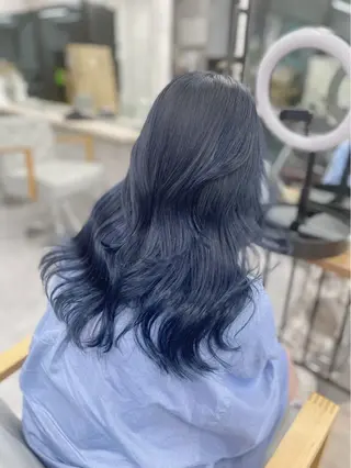 セミロング カラー メンズ ☁️かずき☁️青.紫 推し活カラー💫のヘアスタイル