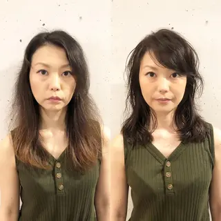 セミロング 髪質改善縮毛矯正 専門店のヘアスタイル