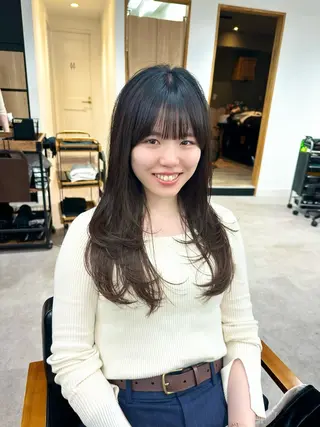 ロング カラー パーマ ヘアアレンジ メンズ キッズ レイヤーカット/ 巻ける縮毛矯正のヘアスタイル