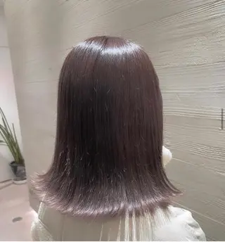 ミディアム カラー サキ🤍ハイトーン 🩰くびれ巻きヘアのヘアスタイル