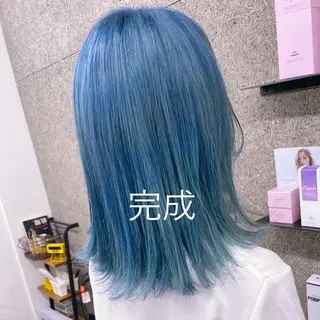 ミディアム カラー Lull1人美容室 バレイヤージュのヘアスタイル