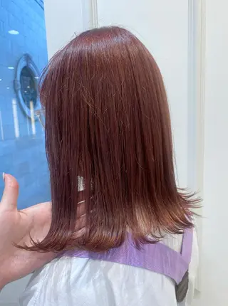 ミディアム カラー 小顔レイヤー/ ベージュ🤍Rieのヘアスタイル