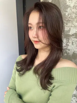 セミロング カラー ヘアアレンジ 髙塚碧🇰🇷 韓国ヘア🎗️のヘアスタイル