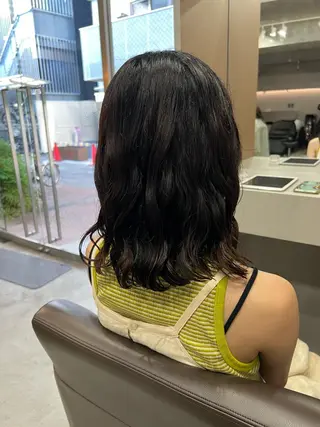 ミディアム カラー パーマ ボブパーマコテ巻き風 パーマNo1深江秀平のヘアスタイル