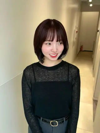 ショート カラー パーマ ヘアアレンジ メンズ 切りっぱなしヘアボブ ミディアムヘアRYOのヘアスタイル