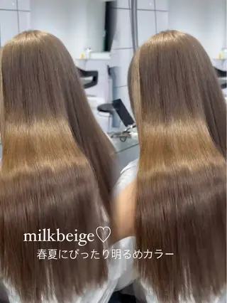 ロング カラー 透明感ワンホン カラー🤍つぶら🤍のヘアスタイル