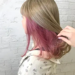 セミロング カラー オリーブ/アッシュ やわらか透明感カラーのヘアスタイル