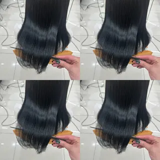 セミロング カラー パーマ 髪質改善× 白髪ぼかし溝江のヘアスタイル