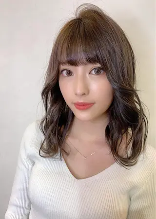 ミディアム カラー パーマ ヘアアレンジ メンズ キッズ ネイル マツエク・マツパ オリーブカラー 特化　　kaiのヘアスタイル