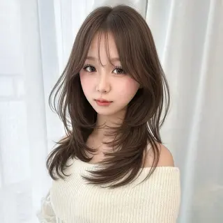 セミロング カラー kana 栄美容師/韓国ヘアのヘアスタイル