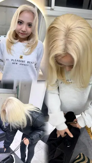 ロング カラー ミルクティー・ピンク 甘モテカラー/emaのヘアスタイル