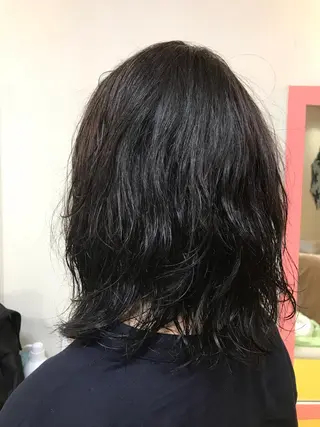 ミディアム カラー パーマ 横田 尚登のヘアスタイル
