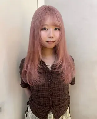セミロング カラー ヘアアレンジ 縮毛矯正履歴からの ブリーチ /mamiのヘアスタイル