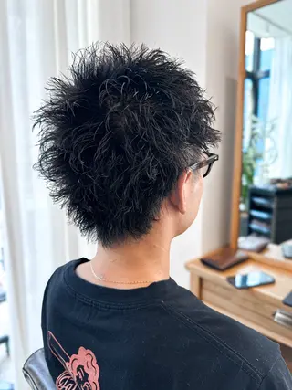 パーマ メンズ ブリーチカラー🔥 パーマ【佐々木凌平】のヘアスタイル