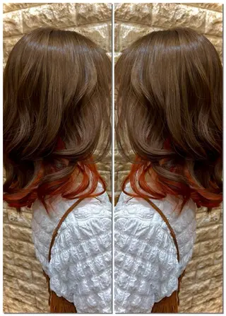 ミディアム カラー 谷口 瑠南のヘアスタイル