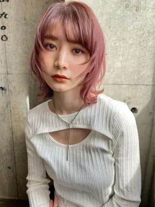 ミディアム カラー 似合わせカラーパーマ 🌿kitin米川のヘアスタイル