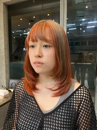 ミディアム ボブ×艶カラー 特化・リクト💥のヘアスタイル