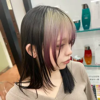 ミディアム カラー ⭐️韓国ブリーチ 顔周りカット⭐️のヘアスタイル