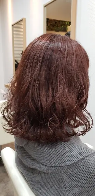ミディアム カラー あかね☆ヘアアレンジ /ボブ/縮毛矯正のヘアスタイル