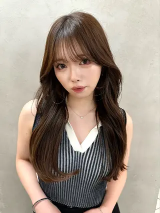 ロング カラー ミディアムレイヤー 添田晃基のヘアスタイル