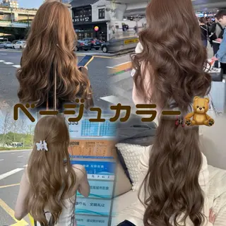 カラー パーマ 透明感/グレージュ/ ベージュ/るな🪽のヘアスタイル