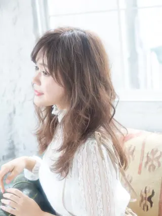セミロング カラー 福島 浩司のヘアスタイル