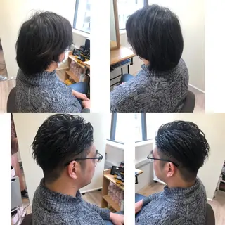 ショート カラー パーマ メンズ 関西センターパート メンズモデル募集のヘアスタイル