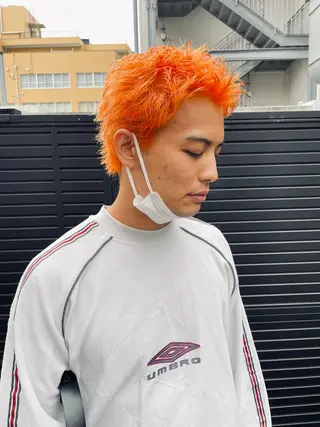 カラー メンズ スパイキーパーマ 柏NO1 藤本葉のヘアスタイル