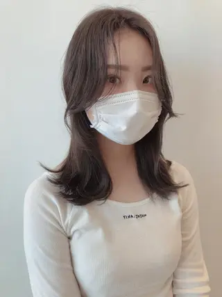 セミロング 岐阜1番韓国ヘア/ 星羅/23°のヘアスタイル