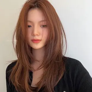 セミロング カラー 韓国風×透明感カラー 髪質改善オタベシンヤのヘアスタイル