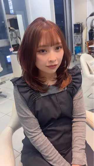 ミディアム ブリーチ透明感カラー /レイヤー👗しずかのヘアスタイル