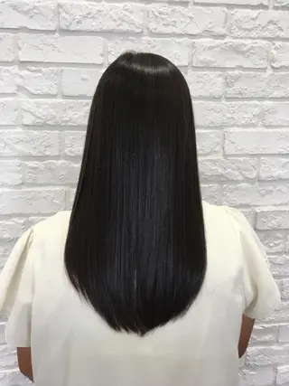 ロング 傷んだ髪をサラサラに 曲がる縮毛矯正◎高岡のヘアスタイル