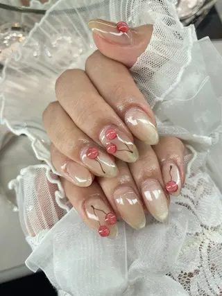 ネイル 23時まで❤︎韓国、 ワンホンネイルのネイルデザイン