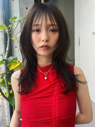 セミロング ハッシュカット カシマハヤトのヘアスタイル