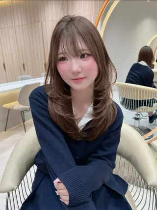 ロング カラー 興津/韓国レイヤー ダブルカラー美髪縮毛のヘアスタイル