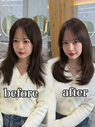 セミロング レイヤー/顔周り /韓国ヘア/TAKUのヘアスタイル