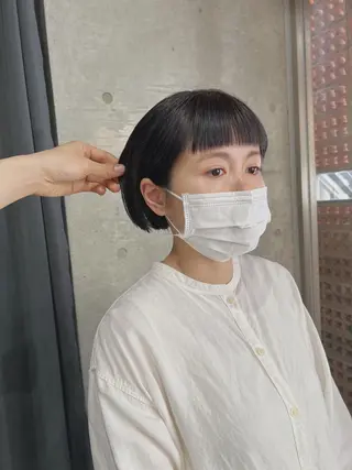 ショート カラー ボブパーマコテ巻き風 パーマNo1深江秀平のヘアスタイル