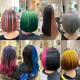 セミロング カラー 🌈派手髪ハイトーン 🌈鈴木亮太🌈のヘアスタイル