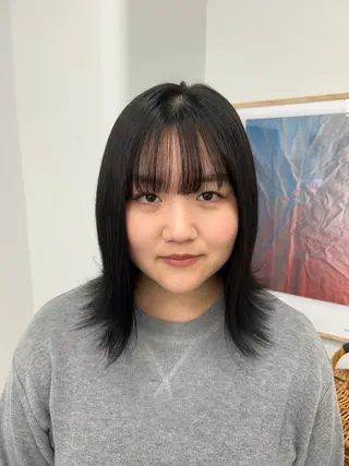 ミディアム ハルカ 透明感カラー 美髪縮毛矯正🥣のヘアスタイル