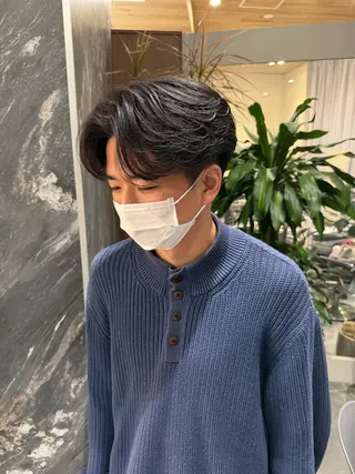 ミディアム パーマ メンズ 💈原宿指名No.1 センターパート💈のヘアスタイル