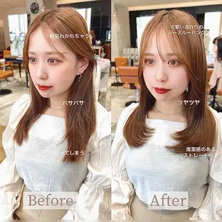 セミロング カラー パーマ ヘアアレンジ 🌈小顔似合わせ SHIHO🌈のヘアスタイル