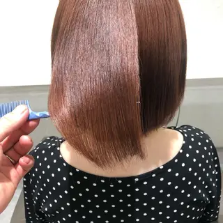 ミディアム カラー パーマ ムトウセイマ/ 縮毛矯正/ブリーチのヘアスタイル