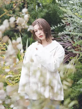 ミディアム 柳下 涼のヘアスタイル