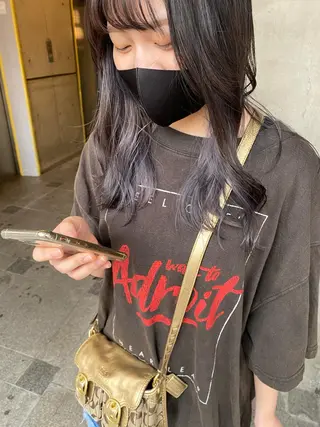 セミロング カラー パーマ ヘアアレンジ メンズ キッズ ネイル mana 暖色カラーカットのヘアスタイル