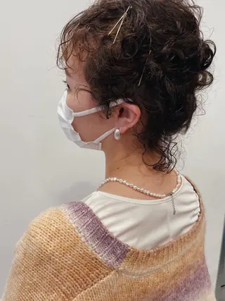 ミディアム パーマ ヘアアレンジ ニュアンスヘア chinariのヘアスタイル