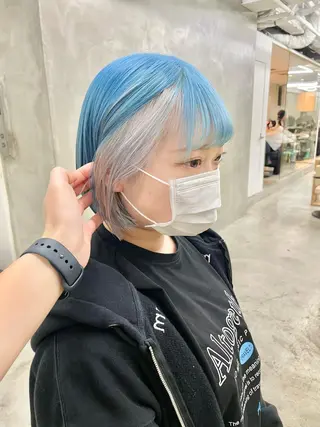 ミディアム カラー パーマ ヘアアレンジ メンズ ハイトーン/レイヤー 🌸さくらのヘアスタイル