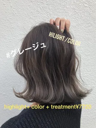 ミディアム カラー パーマ ヘアアレンジ 【白髪ぼかし 専門GBG】自由が丘のヘアスタイル